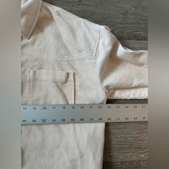 Zara EUC Corduroy Shirt Overshirt Jacket Shacket Size S Ecru Cream Button Down - Picture 9 of 10
